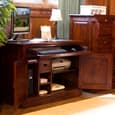 Laconia Wooden Laptop Desk With 2 Doors In Mahogany