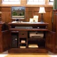 Laconia Wooden Laptop Desk With 2 Doors In Mahogany