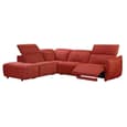 Leiria Fabric Left Handed Corner Sofa In Ruby