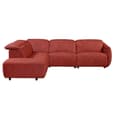 Leiria Fabric Left Handed Corner Sofa In Ruby