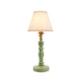 Lenoir Vintage White 16cm Shade Wood Table Lamp In Cotswold Green