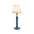 Lenoir Vintage White 16cm Shade Wood Table Lamp In Marlin Blue