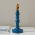 Lenoir Vintage White 16cm Shade Wood Table Lamp In Marlin Blue