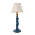 Lenoir Vintage White 16cm Shade Wood Table Lamp In Marlin Blue