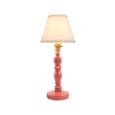 Lenoir Vintage White 16cm Shade Wood Table Lamp In Pink Clay