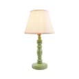 Lenoir Vintage White 20cm Shade Wood Table Lamp In Cotswold Green