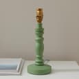 Lenoir Vintage White 20cm Shade Wood Table Lamp In Cotswold Green