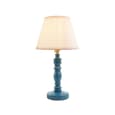 Lenoir Vintage White 20cm Shade Wood Table Lamp In Marlin Blue