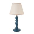 Lenoir Vintage White 20cm Shade Wood Table Lamp In Marlin Blue