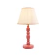 Lenoir Vintage White 20cm Shade Wood Table Lamp In Pink Clay