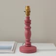Lenoir Vintage White 20cm Shade Wood Table Lamp In Pink Clay