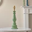 Lenoir White 25cm Shade Resin Table Lamp In Cotswold Green