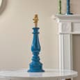Lenoir White 25cm Shade Resin Table Lamp In Marlin Blue