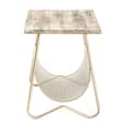 Lewiston Wooden Side Table In Natural With Gold Metal Legs