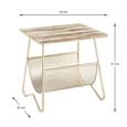 Lewiston Wooden Side Table In Natural With Gold Metal Legs