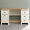 Loftus Wooden Laptop Desk With 1 Door 4 Drawers In Cream And Oak