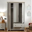 Loftus Wooden Wardrobe With 3 Doors 2 Drawers In Grey And Oak