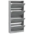 Lowell Shoe Storage Cabinet With 4 Flip-Drawers In Grey Sonoma Oak