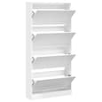 Lowell Shoe Storage Cabinet With 4 Flip-Drawers In White