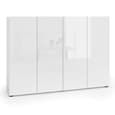 Maestro High Gloss Shoe Cabinet 4 Doors 10 Shelves In White