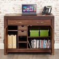 Manteo Wooden Laptop Desk With 2 Doors In Walnut