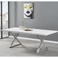 Mayline Extending White Dining Table With 6 Vesta Grey Chairs