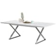Mayline Extending White Dining Table With 6 Vesta Grey Chairs