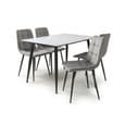 Modico Small White Ceramic Dining Table With 4 Massa Grey Chairs