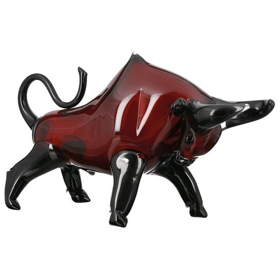 Newark Glass Bull Sculpture In Dark Red And Black