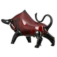 Newark Glass Bull Sculpture In Dark Red And Black