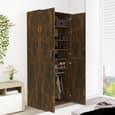 Newberry Wooden Shoe Storage Cabinet With 2 Doors In Smoked Oak