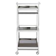 Kurhah Black Glass 3 Tier Drinks Trolley With Silver Frame