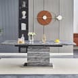 Parini Large Extending Melange Dining Table 8 Petra Black Chairs