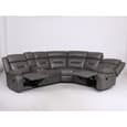 Portales Faux Leather Recliner Corner Sofa In Grey