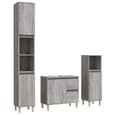 Pueblo Wooden 3 Piece Bathroom Furniture Set In Grey Sonoma