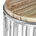 Relics Natural Onyx Stone Round Side Table With Silver Base