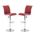 Ripple Bordeaux Faux Leather Bar Stools With Chrome Base In Pair