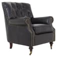 Sadalmelik Upholstered Leather Armchair In Black