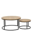 Salem Wooden Nesting Coffee Tables With Black Metal Frame In Oak