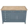 Sanford Wooden Laptop Desk With 3 Doors 5 Drawers In Blue And Oak
