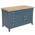 Sanford Wooden Laptop Desk With 3 Doors 5 Drawers In Blue And Oak
