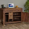 Seekonk Wooden Computer Desk With 2 Doors In Walnut