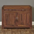 Seekonk Wooden Computer Desk With 2 Doors In Walnut