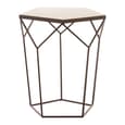Shalom Pentagonal White Marble Top Side Table With Black Frame