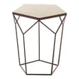 Shalom Pentagonal White Marble Top Side Table With Black Frame