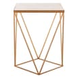 Shalom Square White Marble Top Side Table With Gold Frame