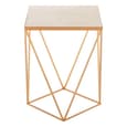 Shalom Square White Marble Top Side Table With Gold Frame