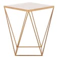 Shalom Square White Marble Top Side Table With Gold Frame