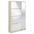 Shovy White High Gloss Shoe Cabinet With 5 Doors 2 Layers In Oak