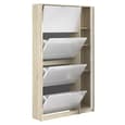 Shovy White High Gloss Shoe Cabinet With 5 Doors 2 Layers In Oak